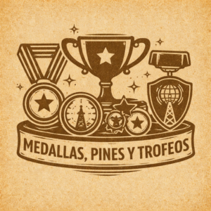 Medallas, pines y trofeos